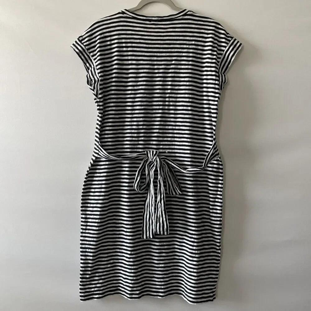 J.Crew Striped T-Shirt Dress Short Sleeve Black White Women's Size M